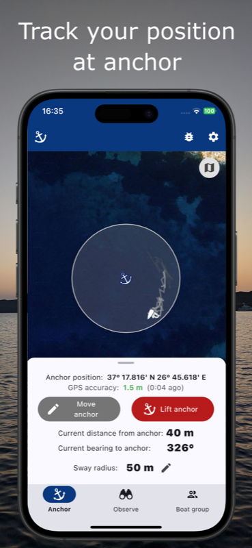 Track your position at anchor
